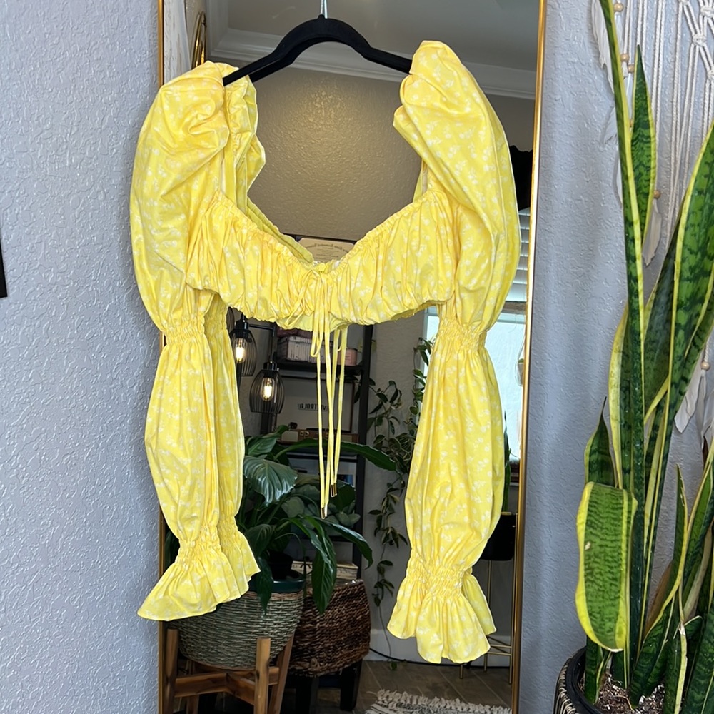 House of CB ‘Henrietta’ Lemon Floral Shirred Bralette Top NWOT - Picture 6 of 9